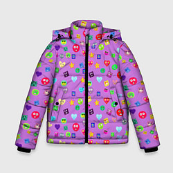 Куртка зимняя для мальчика Эмпатия - паттерн эмоджи, цвет: 3D-красный