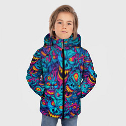 Куртка зимняя для мальчика Неоновые монстры - graffiti art style pattern, цвет: 3D-красный — фото 2