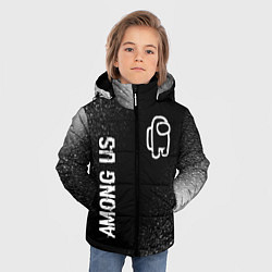 Куртка зимняя для мальчика Among Us glitch на темном фоне: надпись, символ, цвет: 3D-черный — фото 2