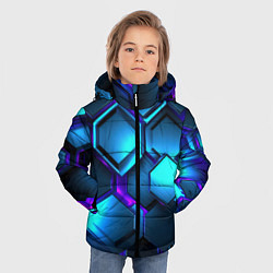 Куртка зимняя для мальчика Объемные неоновые плиты, цвет: 3D-светло-серый — фото 2