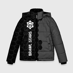 Куртка зимняя для мальчика Brawl Stars glitch на темном фоне: по-вертикали, цвет: 3D-черный