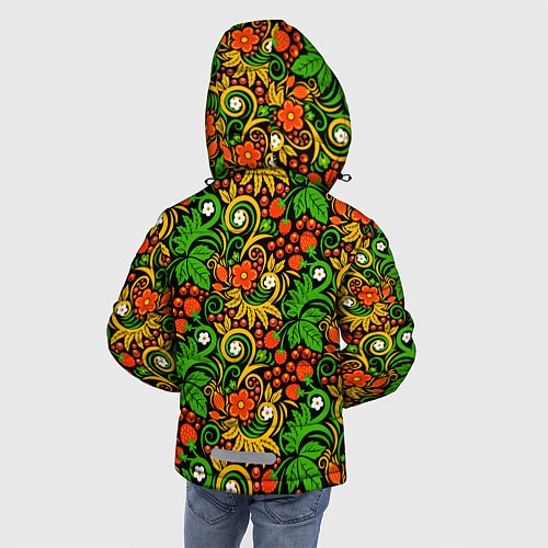 Зимняя куртка для мальчика Русское народное искусство - хохлома / 3D-Светло-серый – фото 4