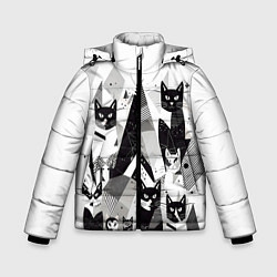 Куртка зимняя для мальчика Абстрактные коты, цвет: 3D-черный