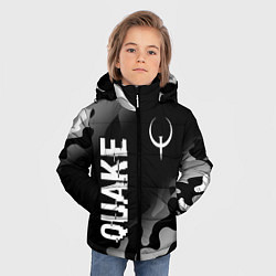 Куртка зимняя для мальчика Quake glitch на темном фоне: надпись, символ, цвет: 3D-черный — фото 2