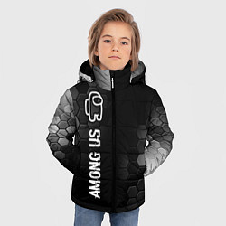 Куртка зимняя для мальчика Among Us glitch на темном фоне: по-вертикали, цвет: 3D-черный — фото 2