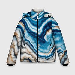Куртка зимняя для мальчика Разноцветная текстура океанического агата, цвет: 3D-черный