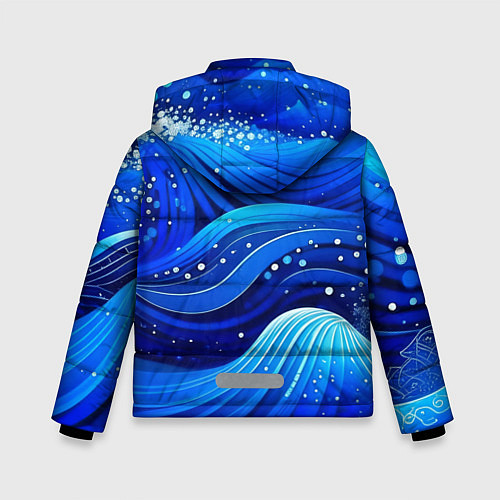 Зимняя куртка для мальчика Волны - текстура от нейросети / 3D-Светло-серый – фото 2