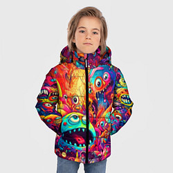 Куртка зимняя для мальчика Кислотные чудики, цвет: 3D-красный — фото 2