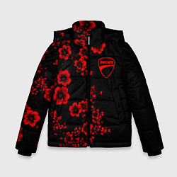 Куртка зимняя для мальчика Ducati - red flowers, цвет: 3D-черный