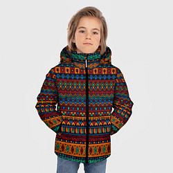 Куртка зимняя для мальчика Этнические узоры полосы, цвет: 3D-светло-серый — фото 2