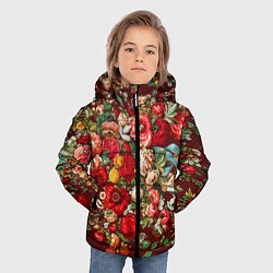 Куртка зимняя для мальчика Платок цветочный узор, цвет: 3D-черный — фото 2