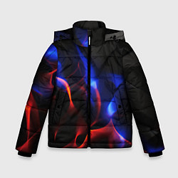Куртка зимняя для мальчика Красное и синие свечение от черных плит, цвет: 3D-светло-серый