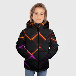 Куртка зимняя для мальчика Неоновые световые плиты, цвет: 3D-светло-серый — фото 2