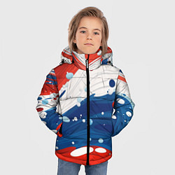 Куртка зимняя для мальчика Брызги красок в цветах флага РФ, цвет: 3D-черный — фото 2