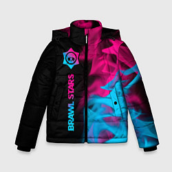 Куртка зимняя для мальчика Brawl Stars - neon gradient: по-вертикали, цвет: 3D-черный