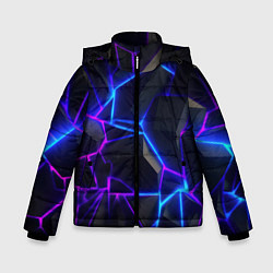 Куртка зимняя для мальчика Синий и фиолетовый неон, цвет: 3D-черный