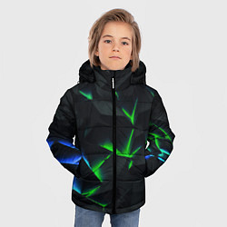 Куртка зимняя для мальчика Зеленые и синие плиты, цвет: 3D-черный — фото 2