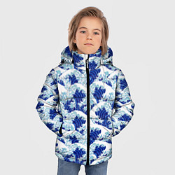 Куртка зимняя для мальчика Кацусика Хокусай паттерн, цвет: 3D-черный — фото 2