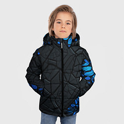 Куртка зимняя для мальчика Черные плиты с синими вставками, цвет: 3D-светло-серый — фото 2