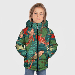 Куртка зимняя для мальчика Паттерн карпы кои, цвет: 3D-светло-серый — фото 2