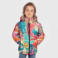 Куртка зимняя для мальчика Акварельная абстракция, цвет: 3D-светло-серый — фото 2