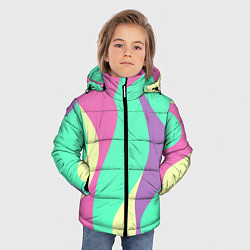 Куртка зимняя для мальчика Полосатая цветная абстракция, цвет: 3D-черный — фото 2