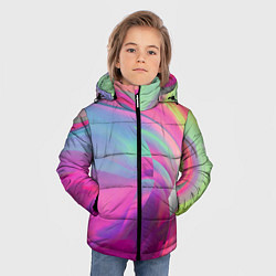 Куртка зимняя для мальчика Неоновая геометрическая абстракция, цвет: 3D-светло-серый — фото 2