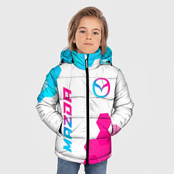 Куртка зимняя для мальчика Mazda neon gradient style: надпись, символ, цвет: 3D-черный — фото 2