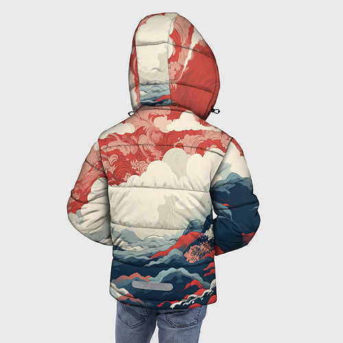 Зимняя куртка для мальчика Японская живопись / 3D-Светло-серый – фото 4