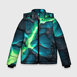 Куртка зимняя для мальчика Свечение из разлома плит, цвет: 3D-черный