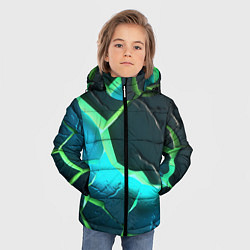 Куртка зимняя для мальчика Зеленое неоновое свечение из зеленых плит, цвет: 3D-светло-серый — фото 2