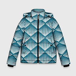 Куртка зимняя для мальчика Большие синие вдавленные ромбы, цвет: 3D-светло-серый