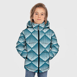 Куртка зимняя для мальчика Большие синие вдавленные ромбы, цвет: 3D-черный — фото 2