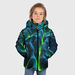 Куртка зимняя для мальчика Зеленая кислотная текстура с плитами, цвет: 3D-красный — фото 2