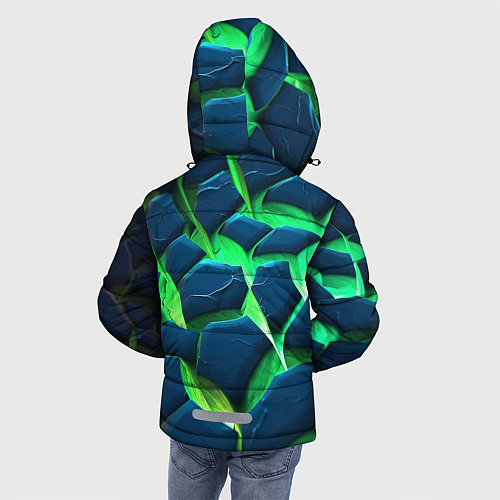 Зимняя куртка для мальчика Разломленные зеленые плиты / 3D-Светло-серый – фото 4