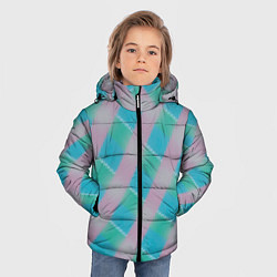 Куртка зимняя для мальчика Бирюзовый фон розовые фигуры, цвет: 3D-черный — фото 2
