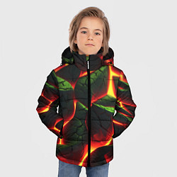 Куртка зимняя для мальчика Зеленые плиты и лава, цвет: 3D-красный — фото 2