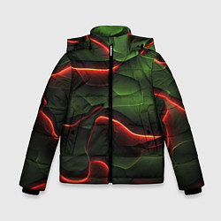 Куртка зимняя для мальчика Объемные красно зеленые плиты, цвет: 3D-светло-серый