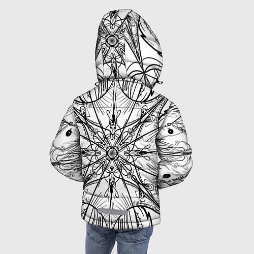 Зимняя куртка для мальчика Абстрактный контрастный паттерн / 3D-Светло-серый – фото 4