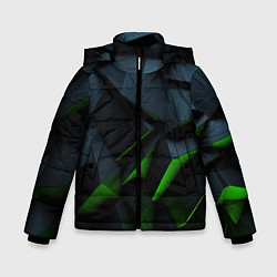 Куртка зимняя для мальчика Черные и зеленые плиты, цвет: 3D-красный