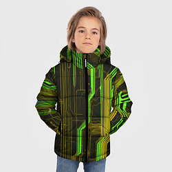 Куртка зимняя для мальчика Кибер схема зелёная, цвет: 3D-красный — фото 2