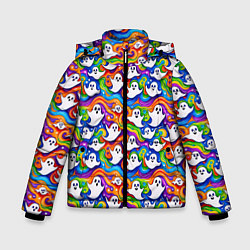 Куртка зимняя для мальчика Веселые привидения на красочном фоне, цвет: 3D-красный