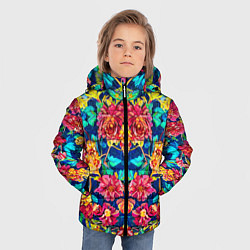 Куртка зимняя для мальчика Зеркальный цветочный паттерн - мода, цвет: 3D-красный — фото 2