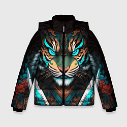 Куртка зимняя для мальчика Тигр самурай, цвет: 3D-черный