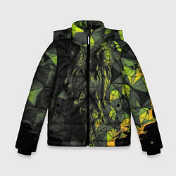 Куртка зимняя для мальчика Зеленая абстрактная текстура, цвет: 3D-светло-серый