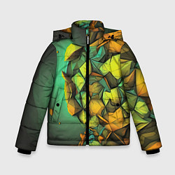 Куртка зимняя для мальчика Зеленая объемная абстракция, цвет: 3D-светло-серый