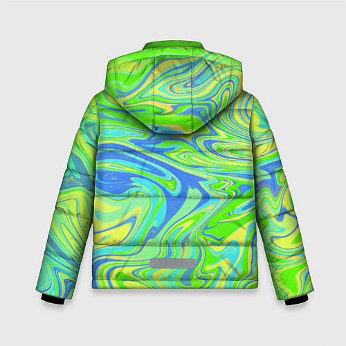 Зимняя куртка для мальчика Неоновая абстракция волны / 3D-Светло-серый – фото 2
