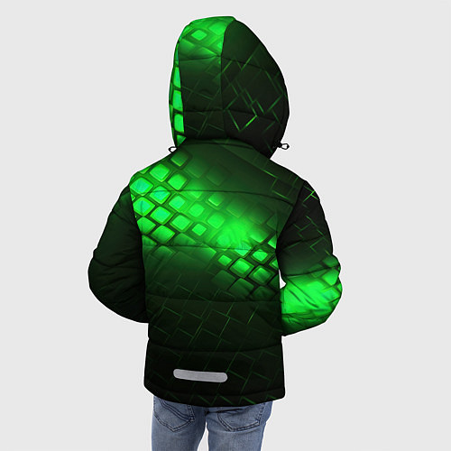 Зимняя куртка для мальчика Неоновые зеленые пластины / 3D-Светло-серый – фото 4