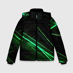 Куртка зимняя для мальчика Green lines black backgrouns, цвет: 3D-черный