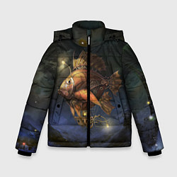 Куртка зимняя для мальчика Рыба-дирижабль в ночи, цвет: 3D-светло-серый